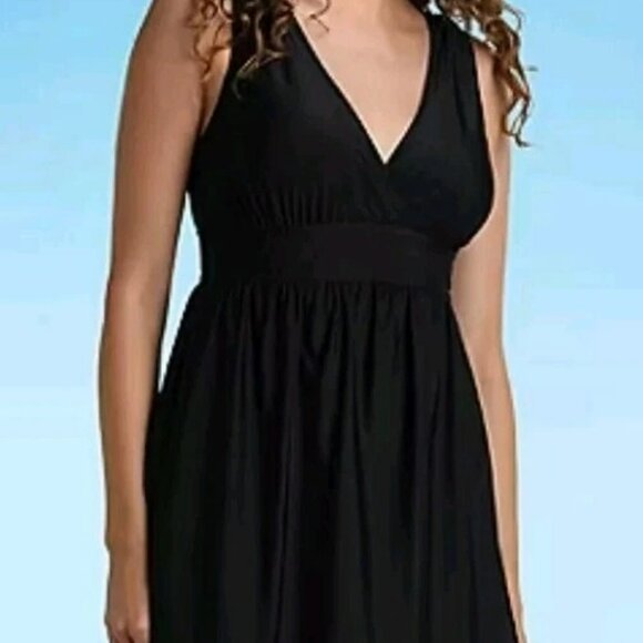 Great Lengths SwimDress Black Swimsuit One Piece Size 12 - Picture 1 of 9